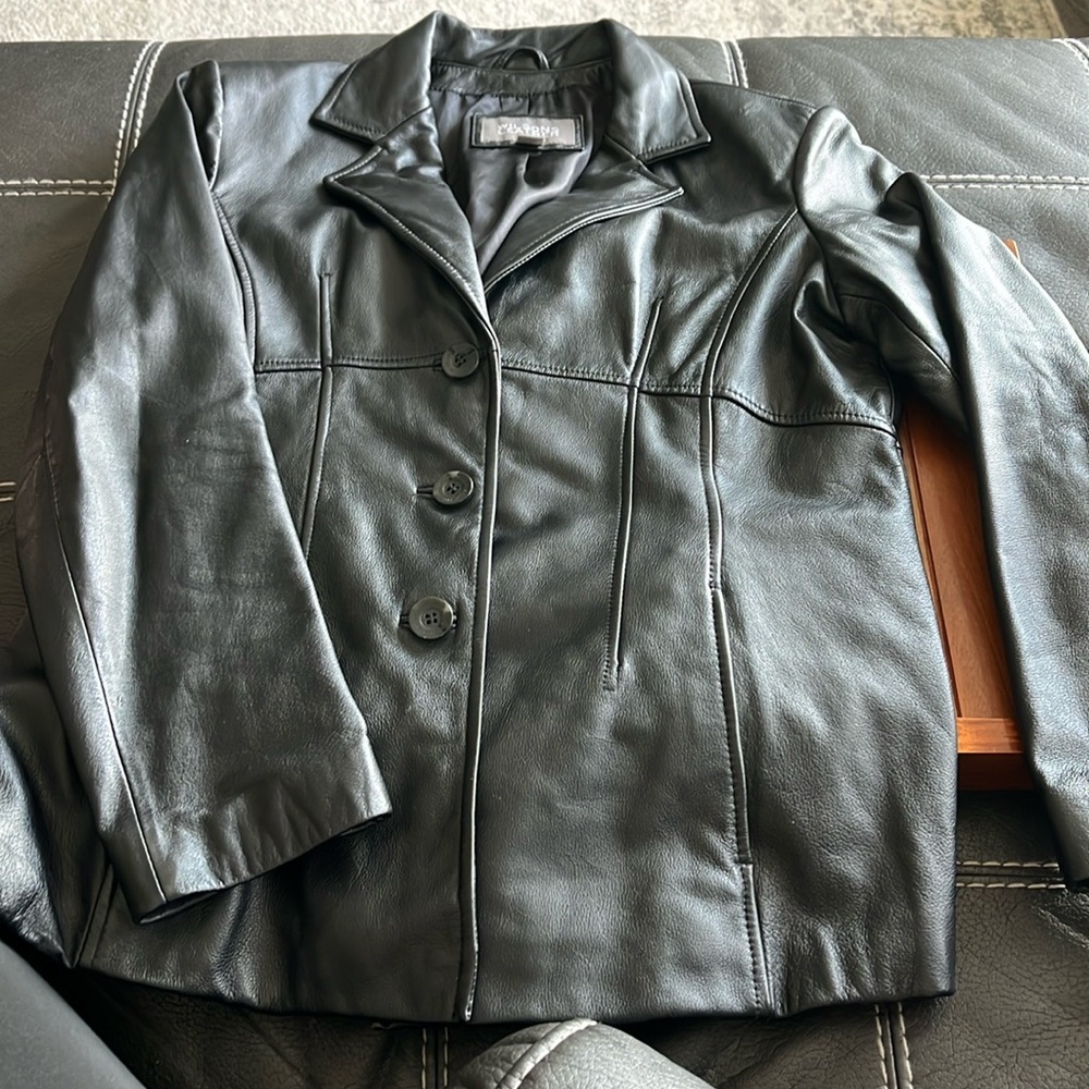Wilson’s Leather. black. 3 button biker jacket​